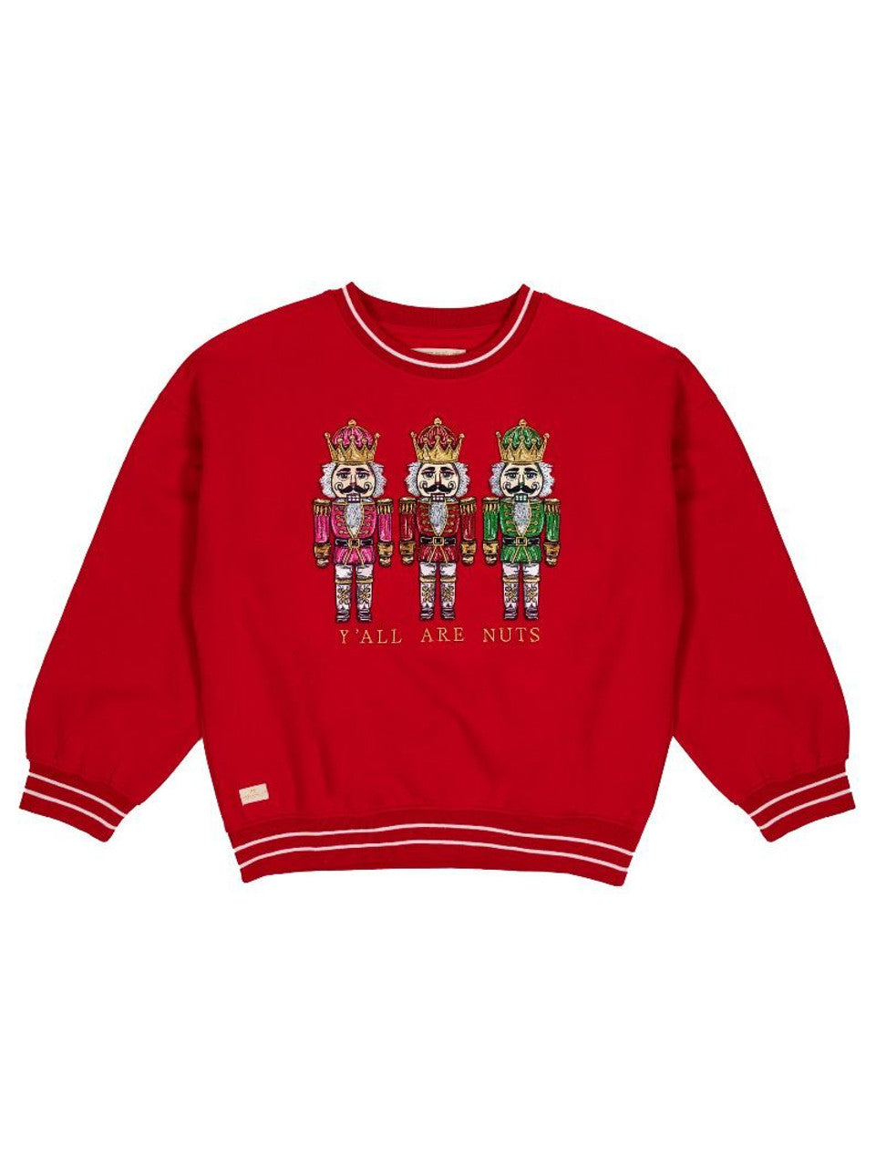 RED VARSITY NUTCRACKER Y'ALL ARE NUTS SWEATSHIRT