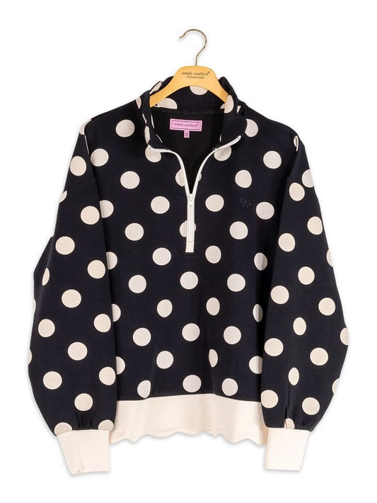 BLACK POLKA DOT PULLOVER