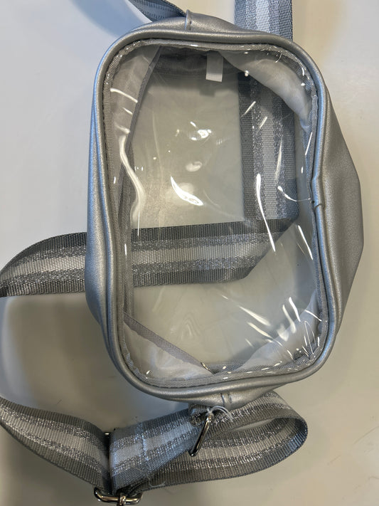 CLEAR AND SILVER CROSSBODY BAG