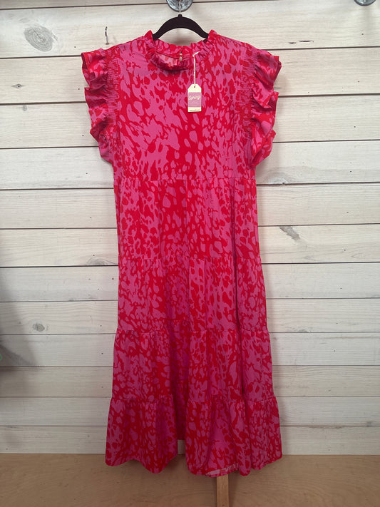RED AND PINK DETAILED DRESS