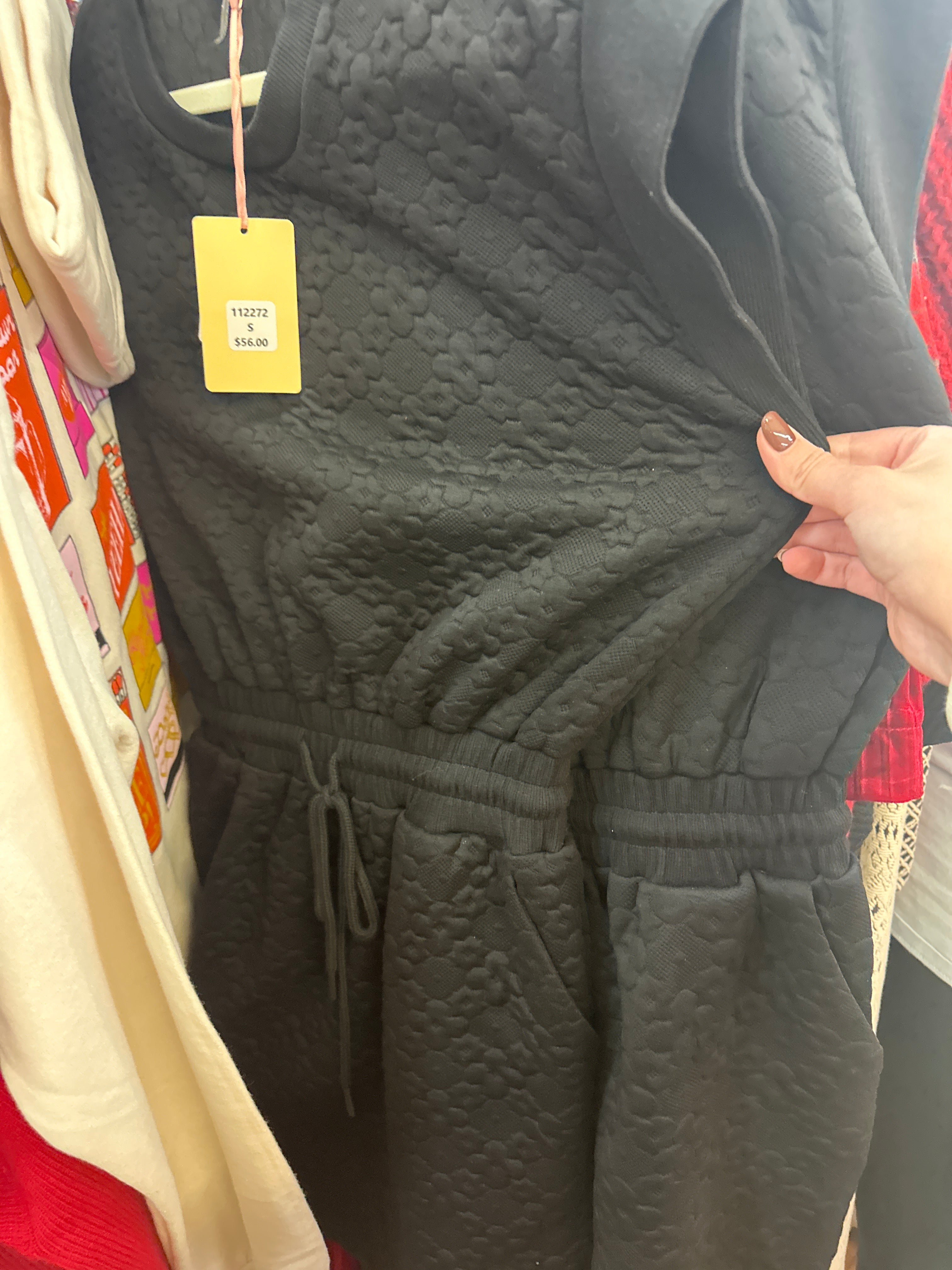 BLACK TEXTURED DRESS