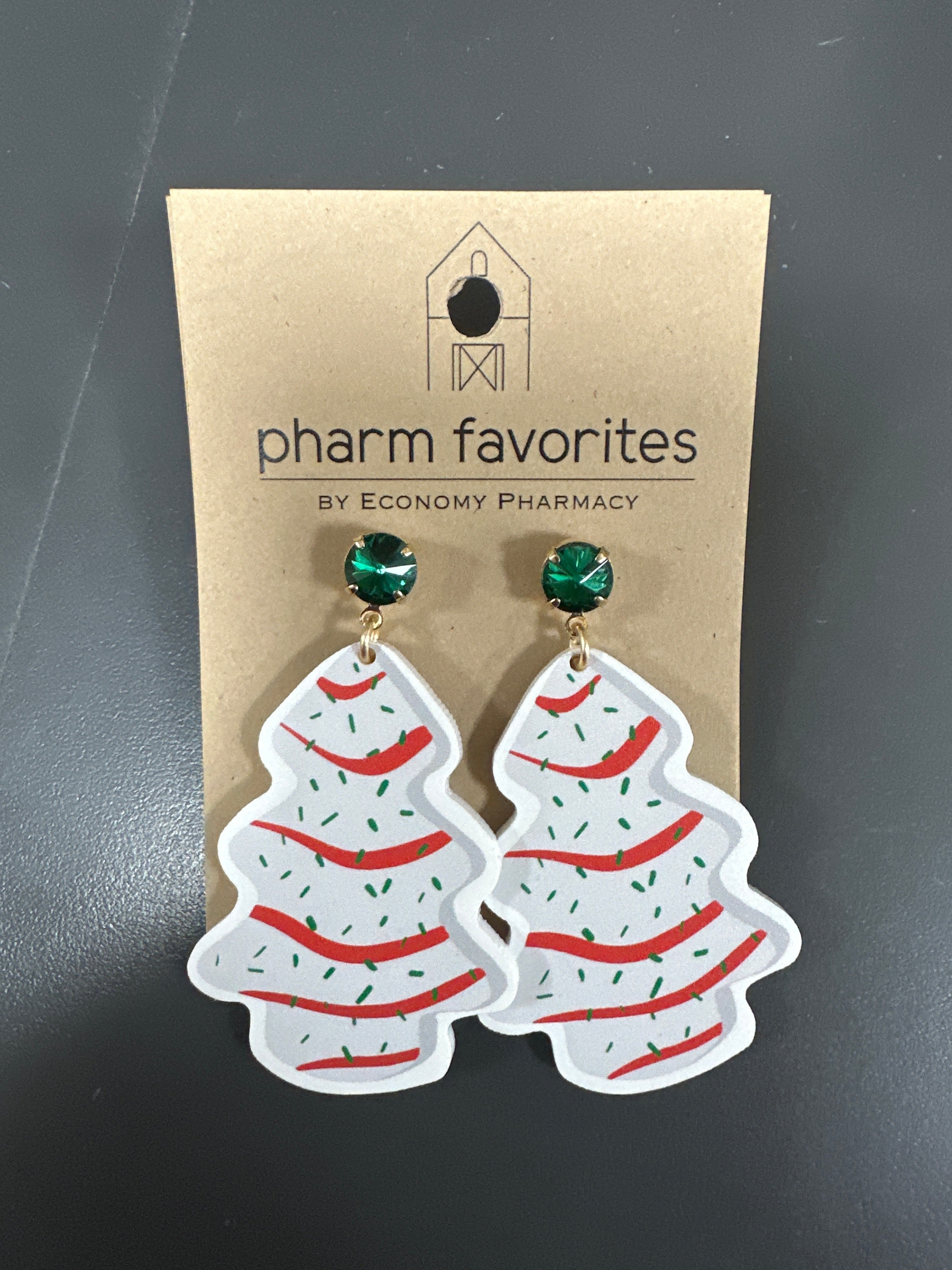 PLASTIC CHRISTMAS TREE CAKE EARRINGS
