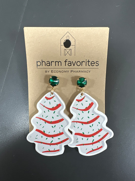 PLASTIC CHRISTMAS TREE CAKE EARRINGS