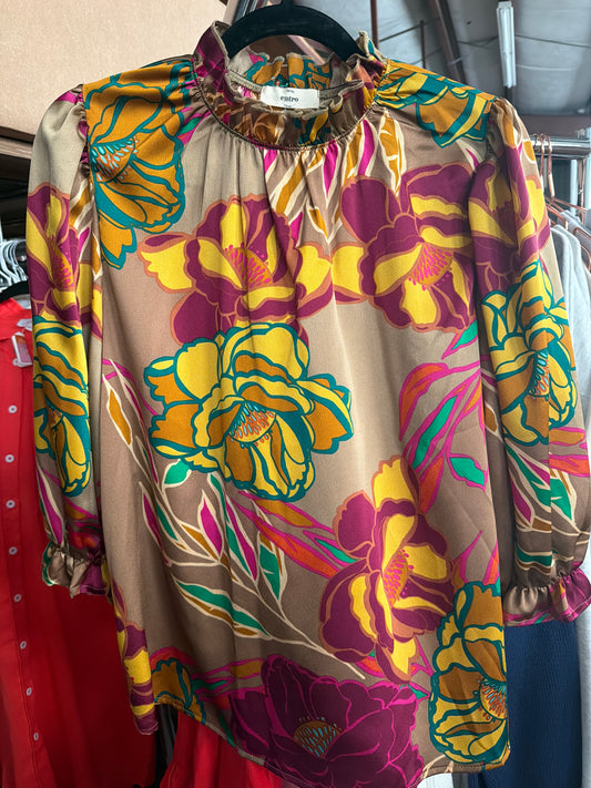 TAUPE FLORAL BLOUSE