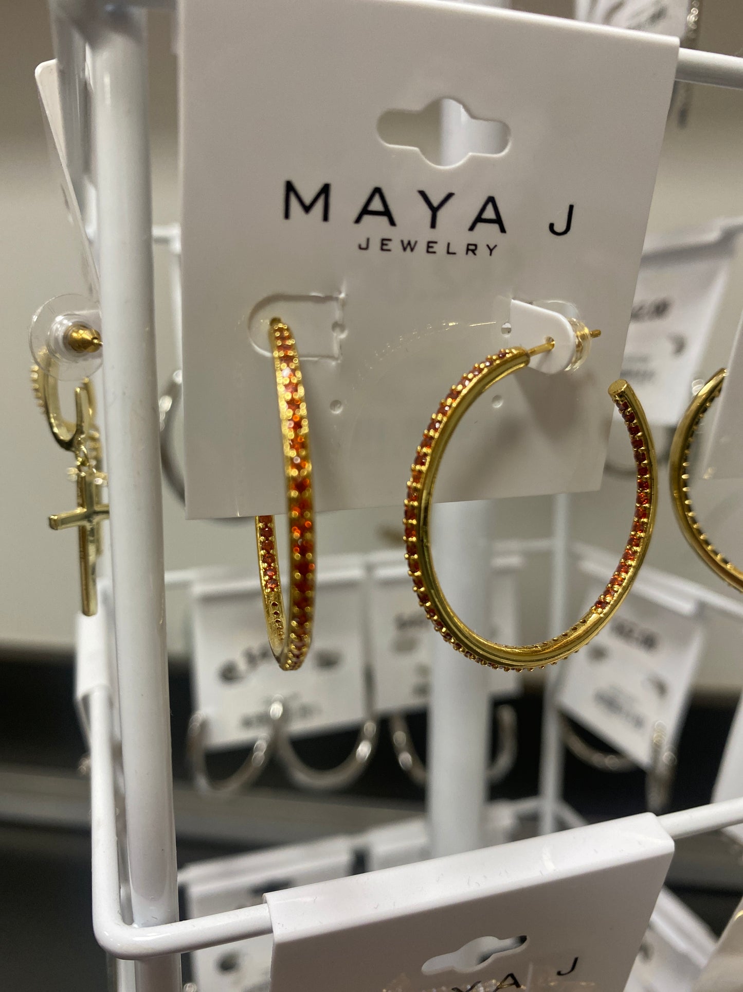 GOLD HOOPS - RED