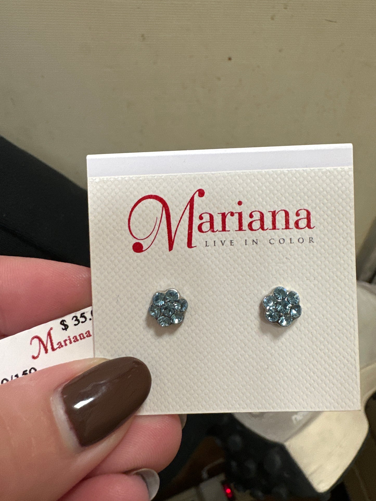 MARIANA EARRINGS -SLVR - SM FLOWER BLUE