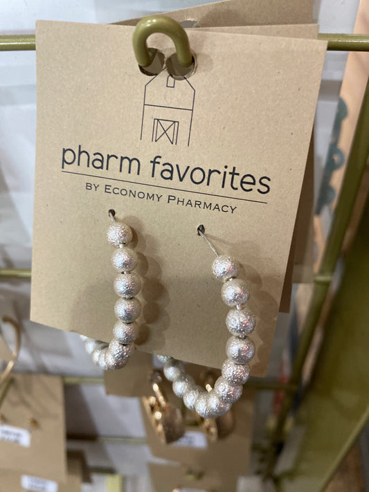 SARASOTA BEADED HOOP EARRINGS - MATTE SLVR