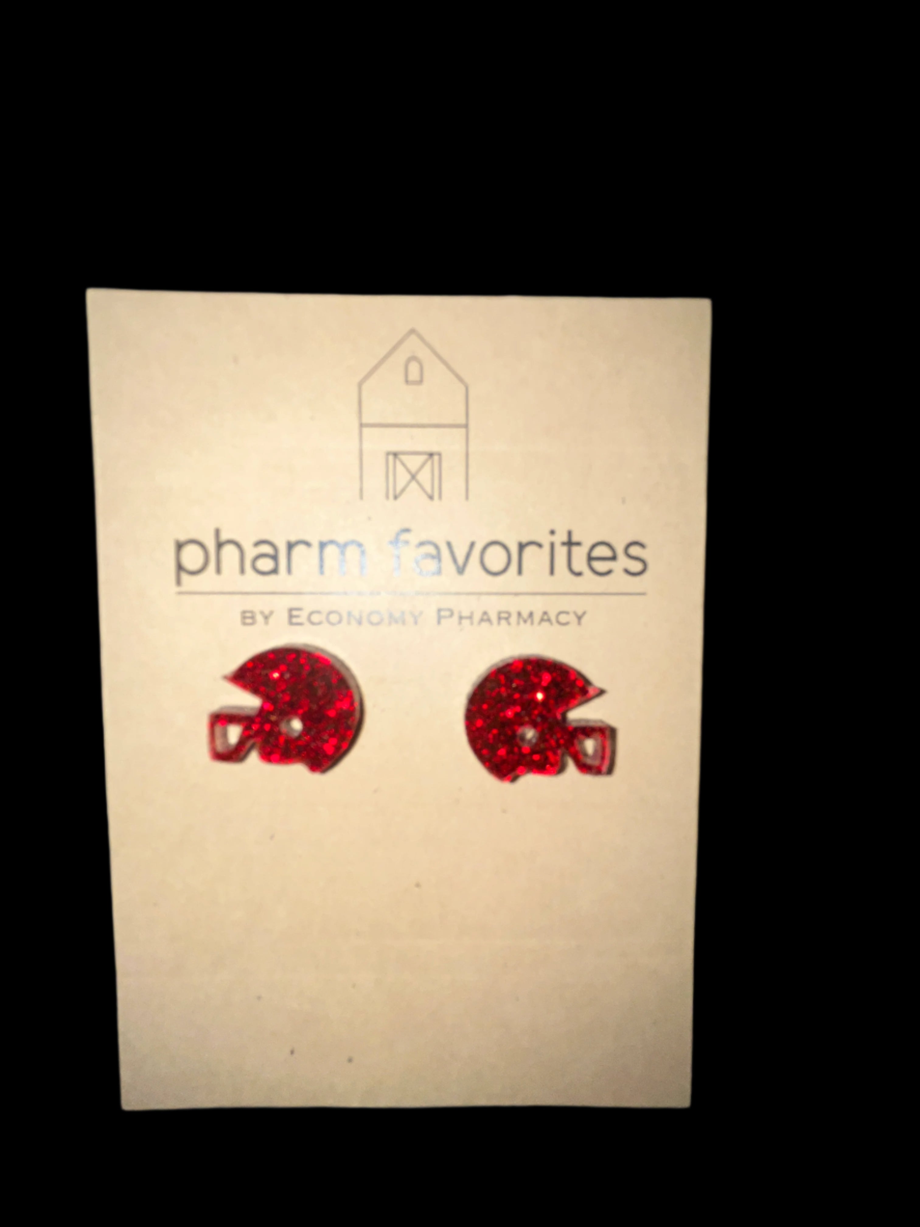 GLITTER ACRYLIC FOOTBALL HELMET STUD EARRINGS