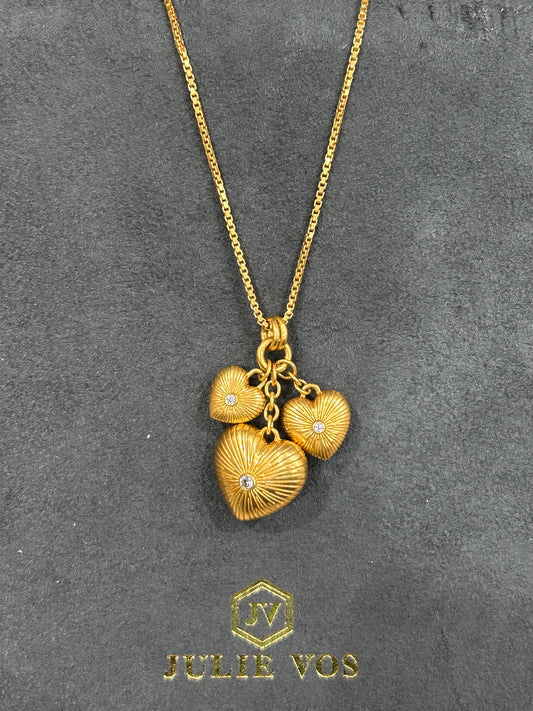 ESME HEART CHARM PENDANT GOLD CZ