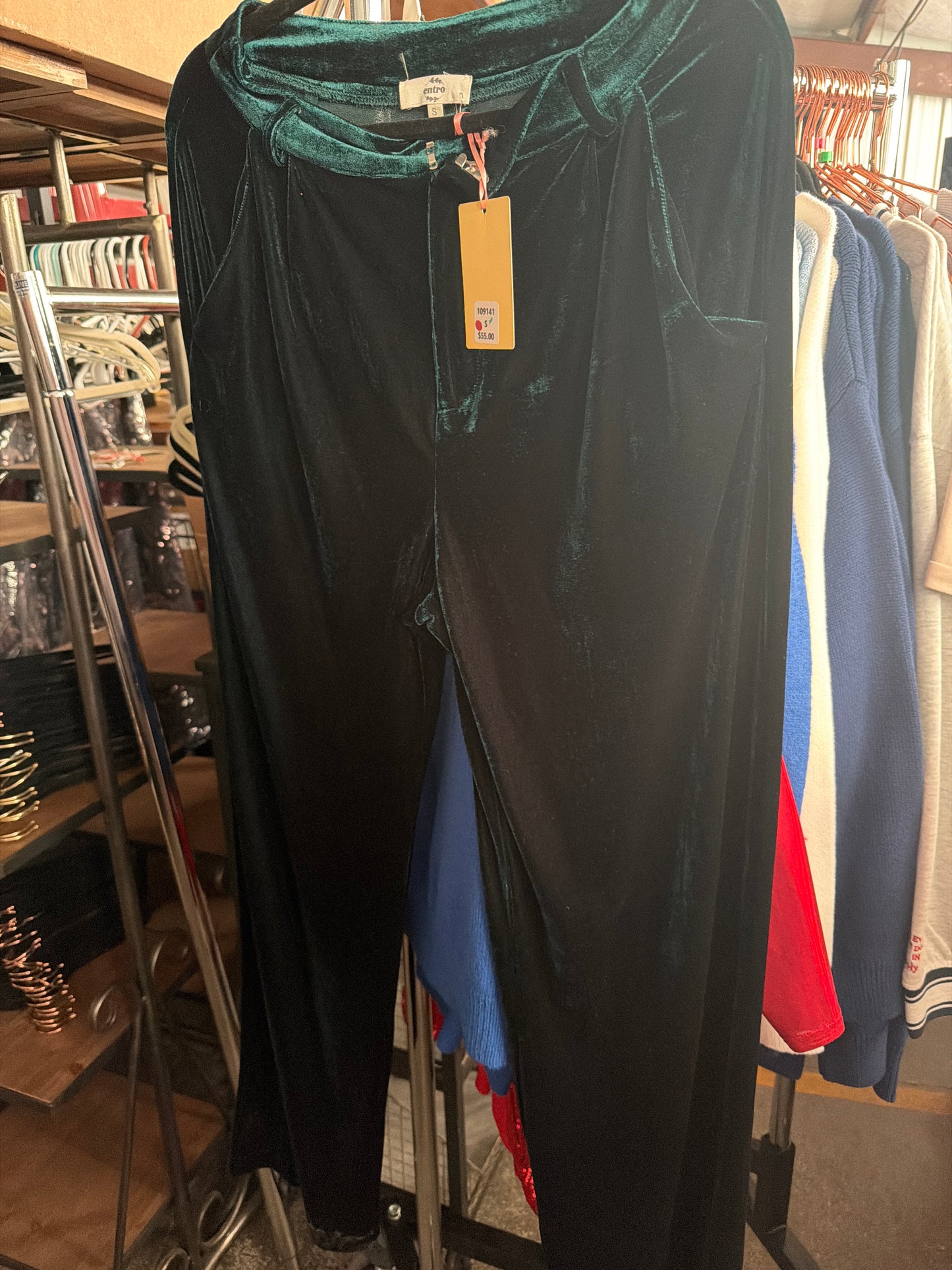GREEN VELVET PANTS