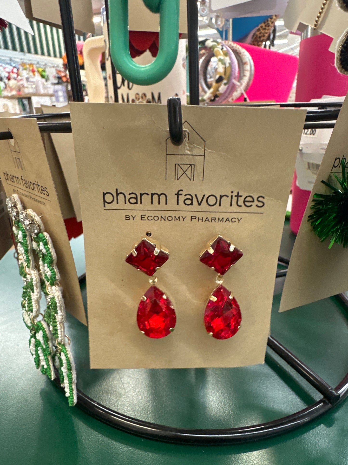 MARJORIE JEWEL DROP EARRINGS - RED