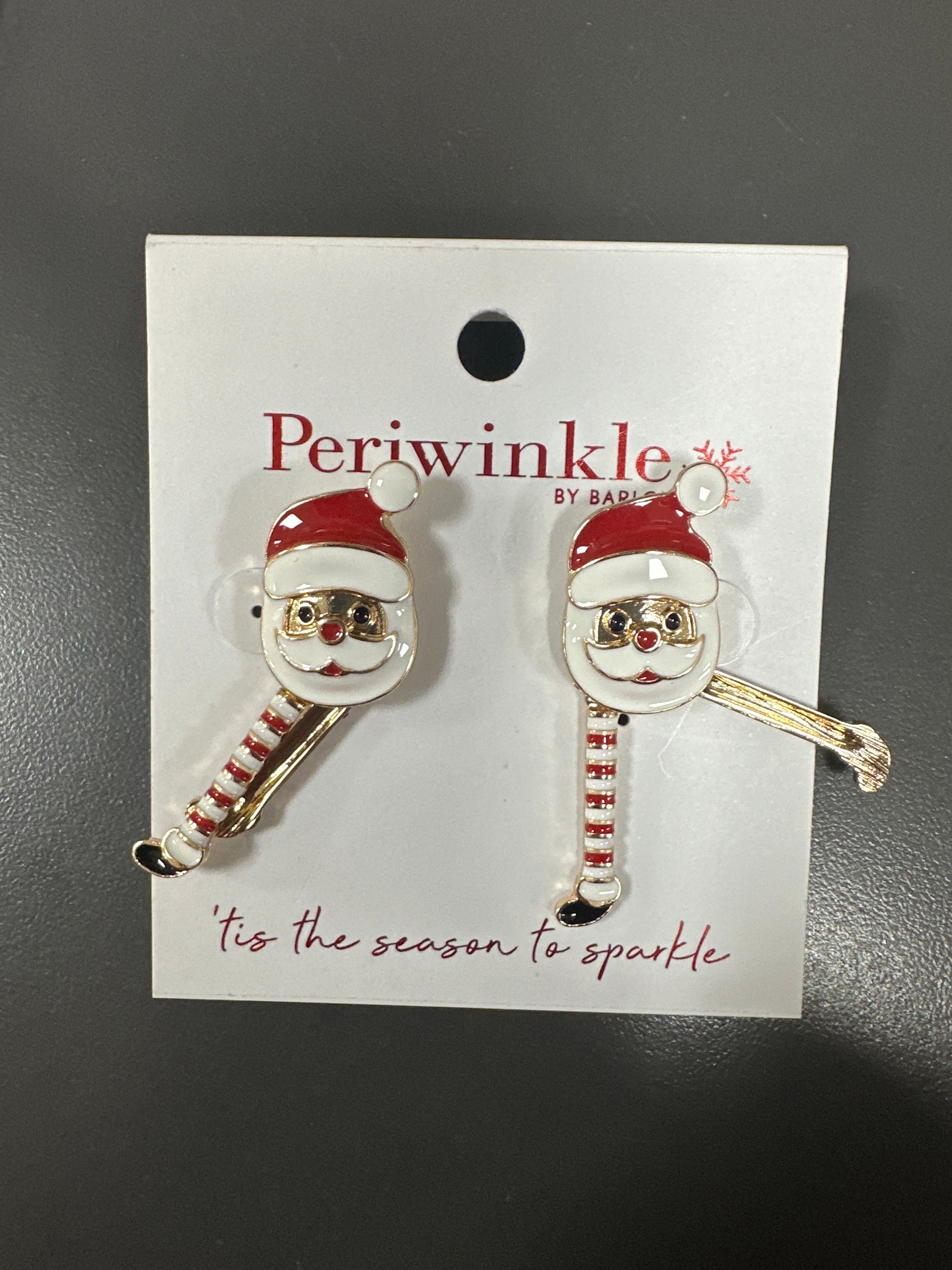 GOLD/RED/WHITE SANTA EARRINGS WITH LONG LEGS