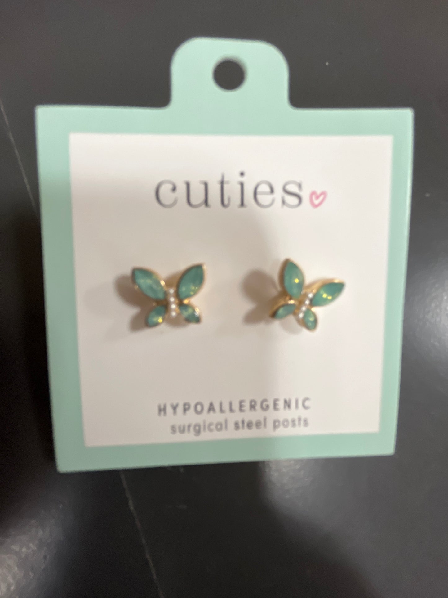 MINT CRYSTAL BUTTERFLIES EARRINGS