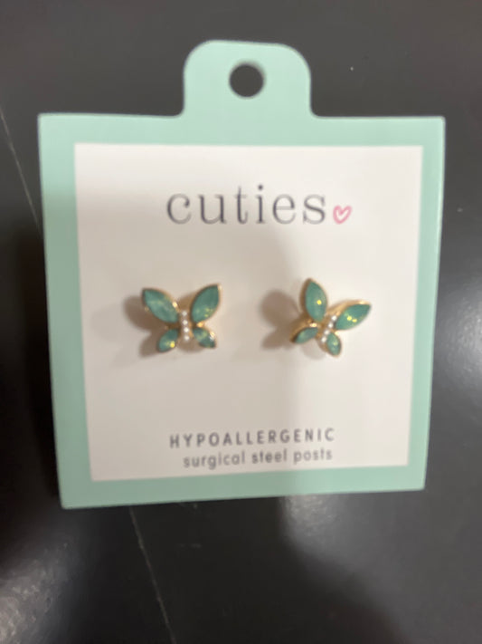MINT CRYSTAL BUTTERFLIES EARRINGS