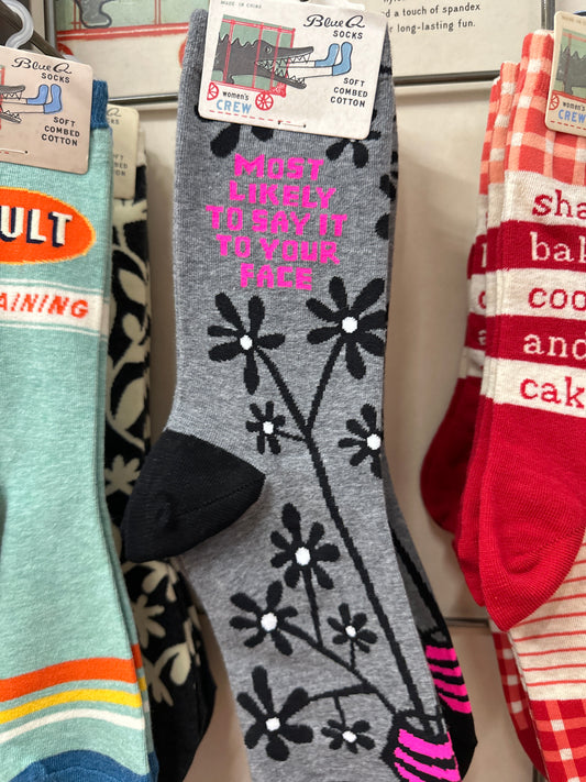 WOMENS CREW SOCKS - SAY IT TO YOUR FACE