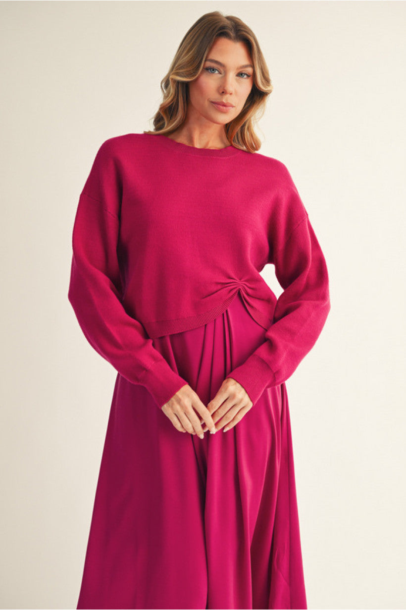 MAGENTA SWEATER AND DRESS SET