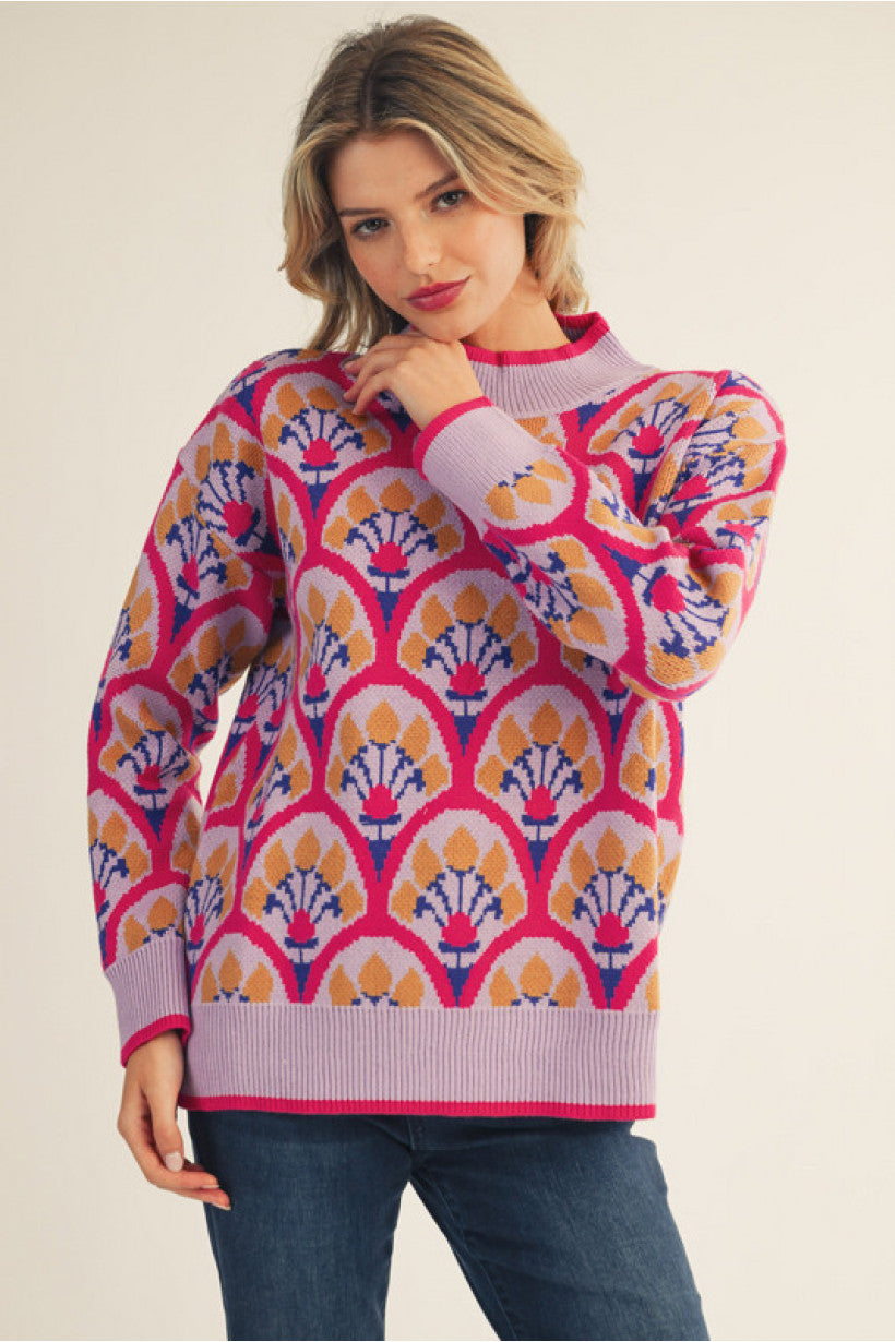 FUCHSIA MULTI DESIGN SWEATER