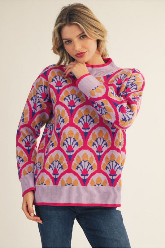 FUCHSIA MULTI DESIGN SWEATER