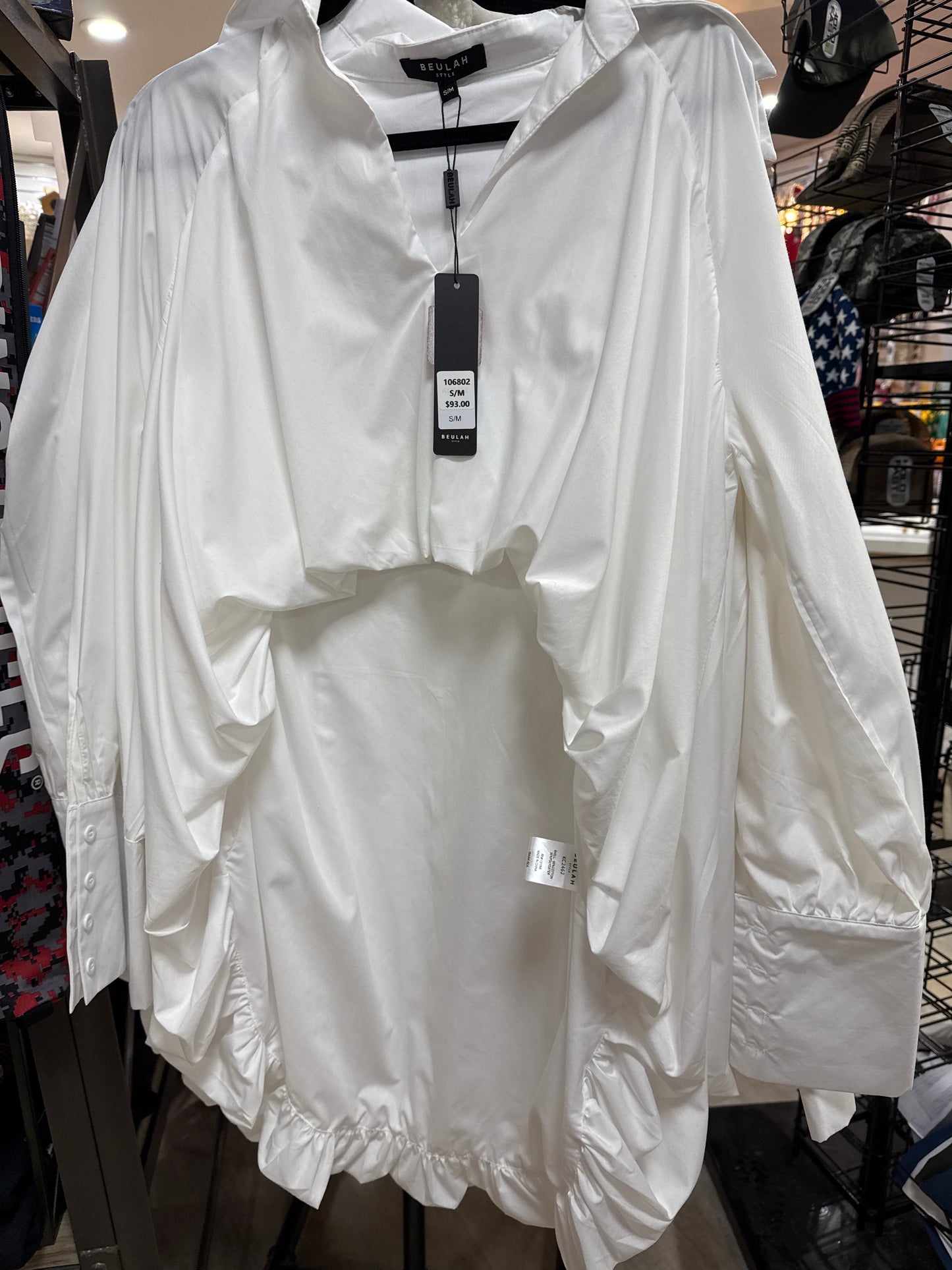 WHITE HIGH/LOW BALOON BLOUSE