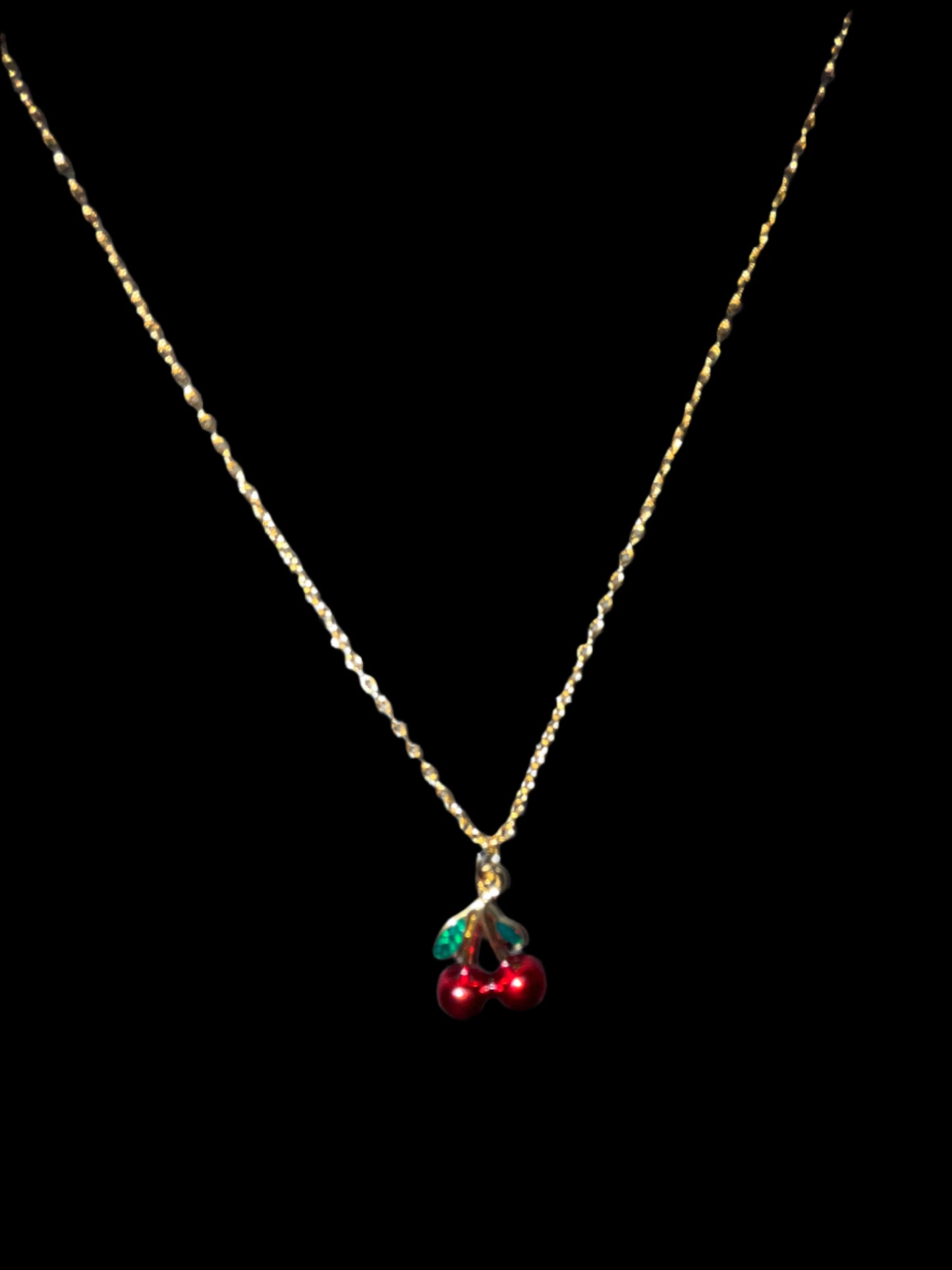 GOLD NECKLACE WITH CHERRY PENDANT