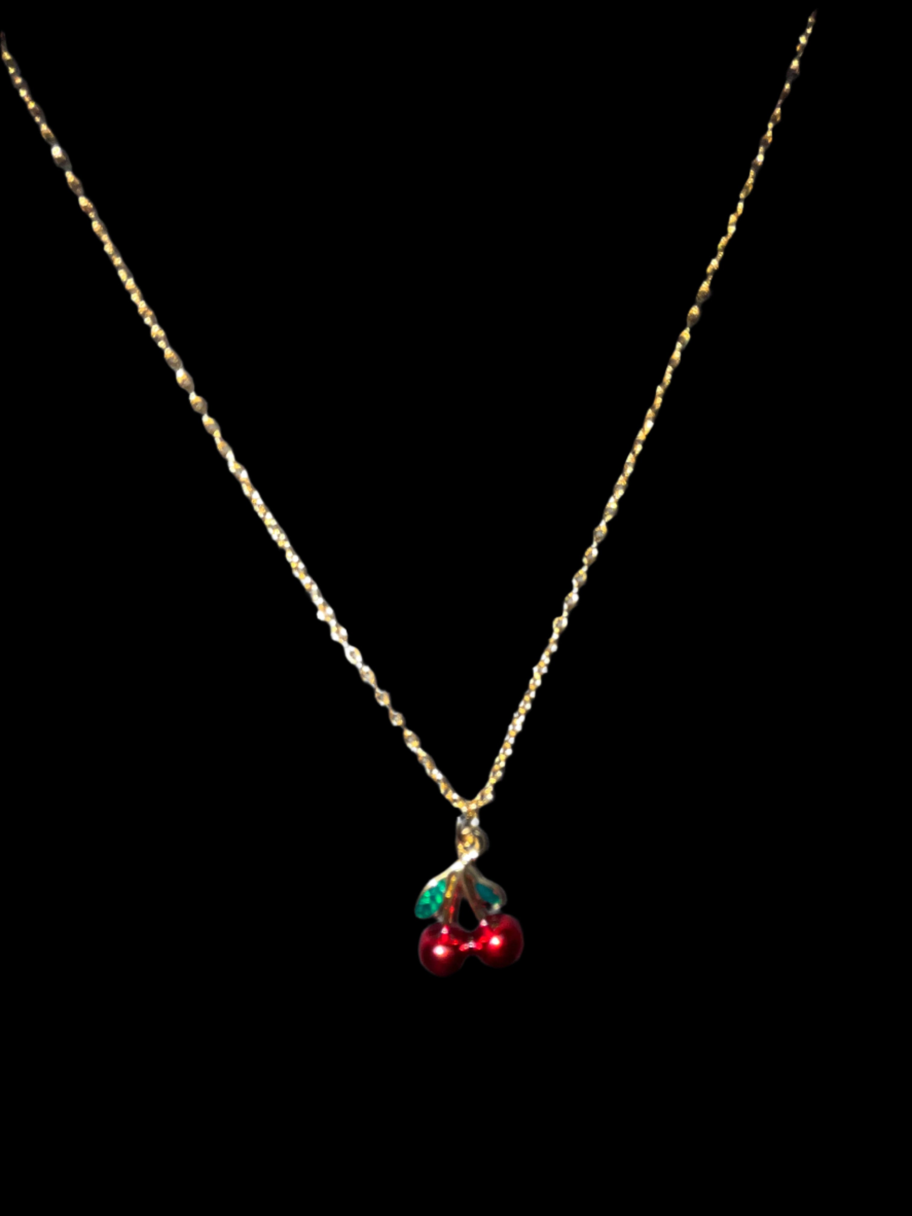 GOLD NECKLACE WITH CHERRY PENDANT