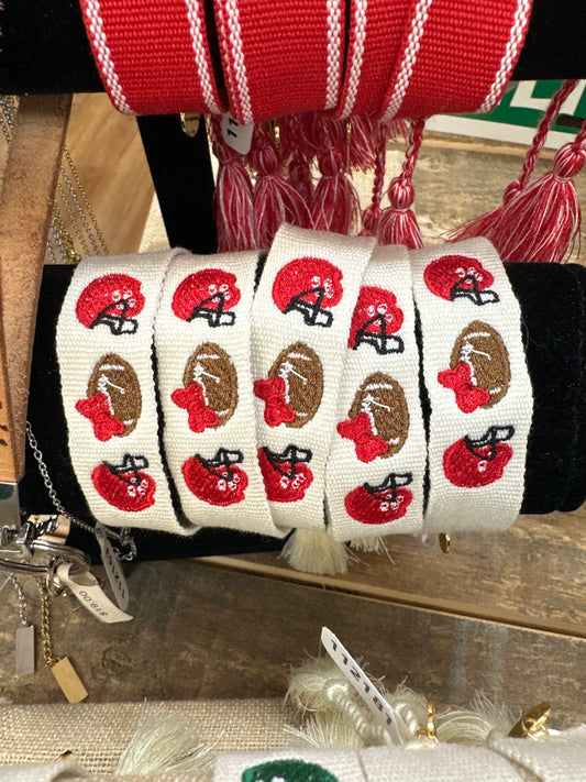 RED GAMEDAY EMBROIDERED BRACELET