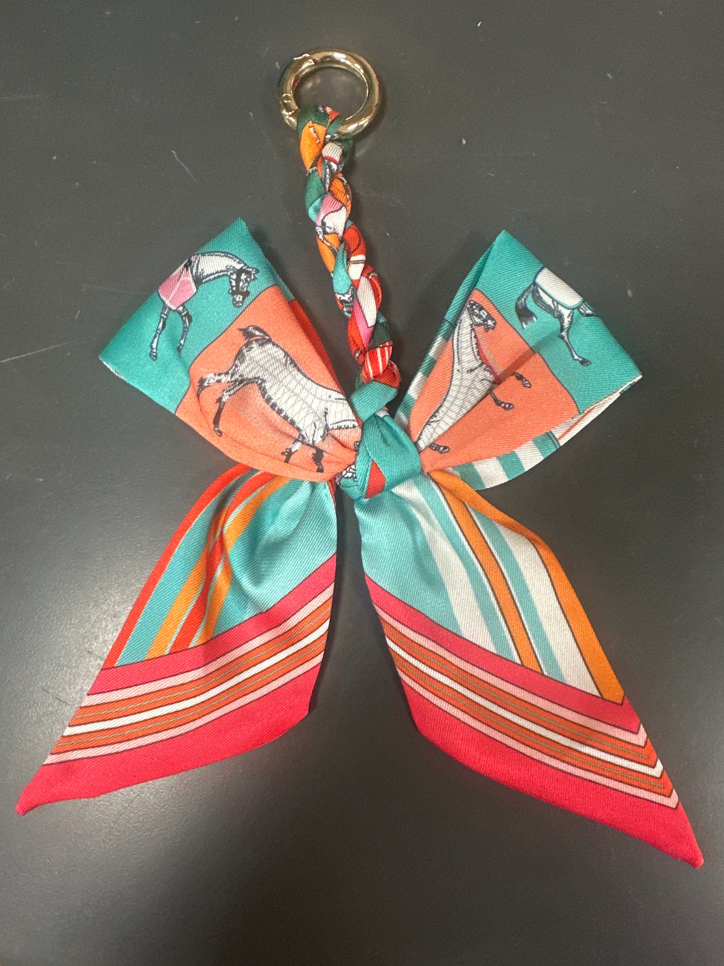 BRAIDED SCARF BOW PURSE CHARM