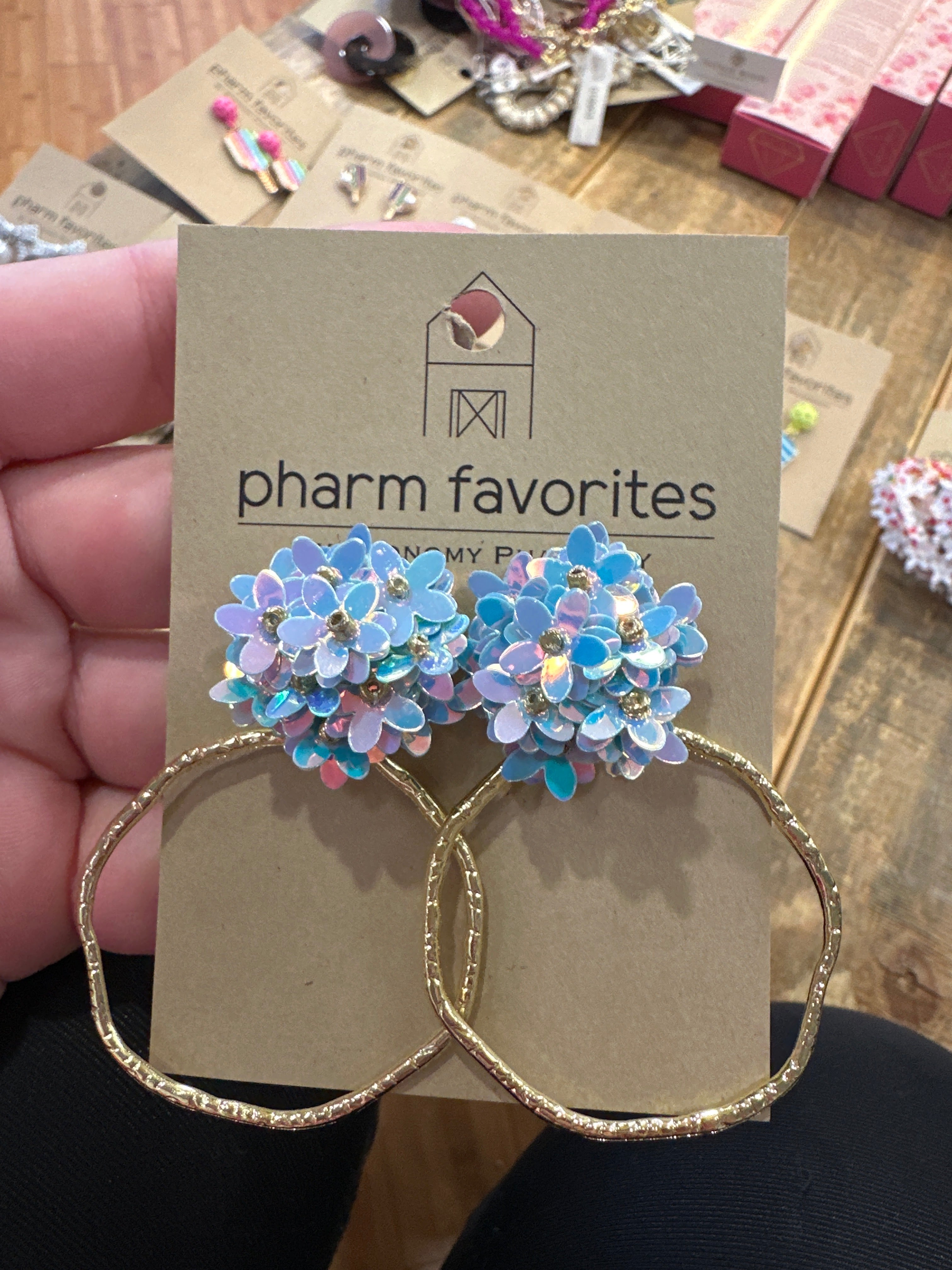 BLUE IRD GOLD HOOP EARRINGS