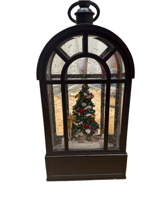WINTER WONDERLAND CREATURES BLACK WINDOWPANE LANTERN