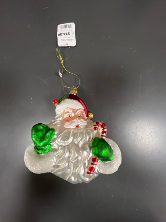 SANTA WITH CANDY CANE ORNAMENT