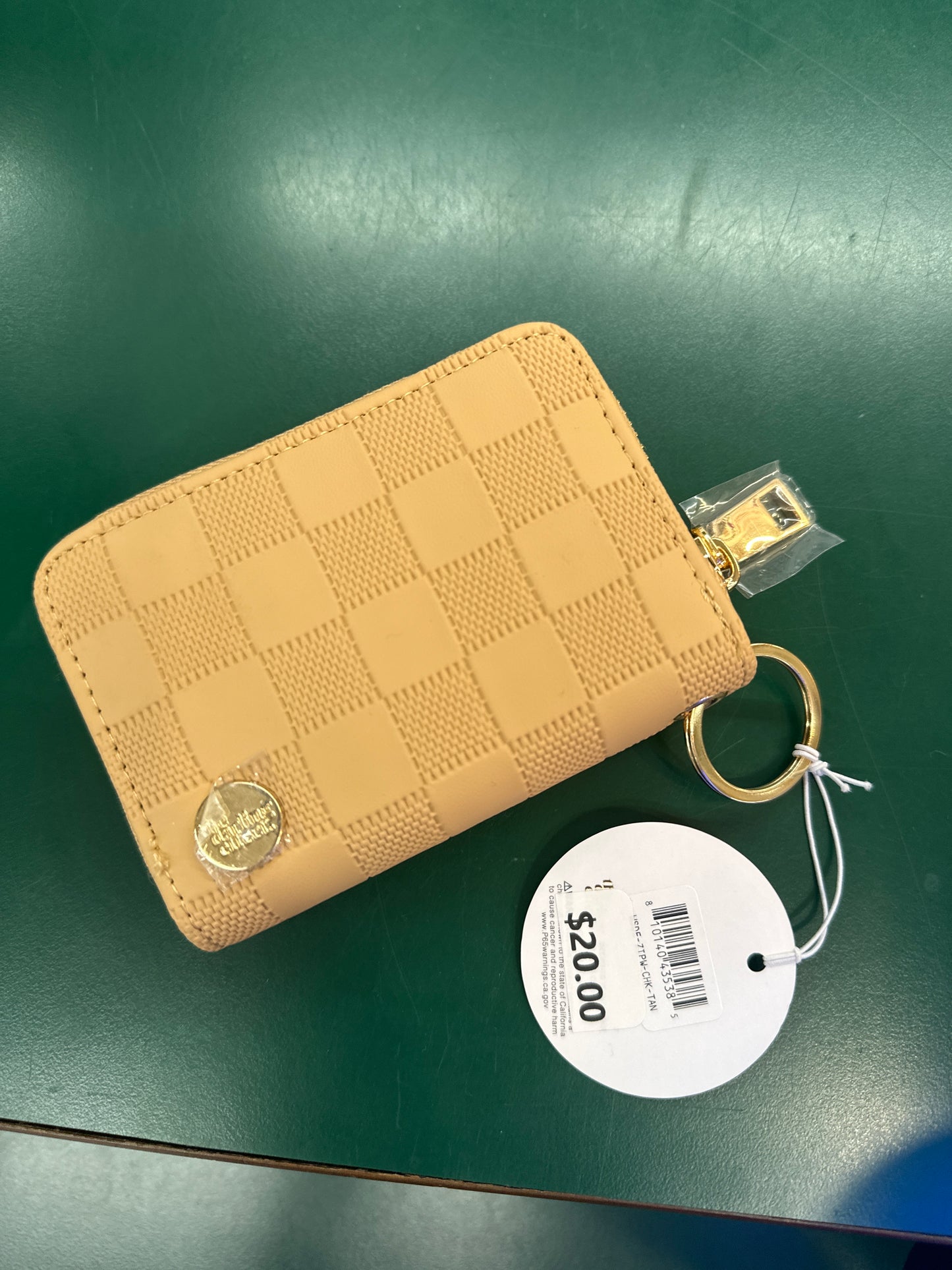 ZIP AROUND WALLET - TAN CHECK