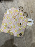 KEYCHAIN WALLET - FLOWER CHECK PEACH