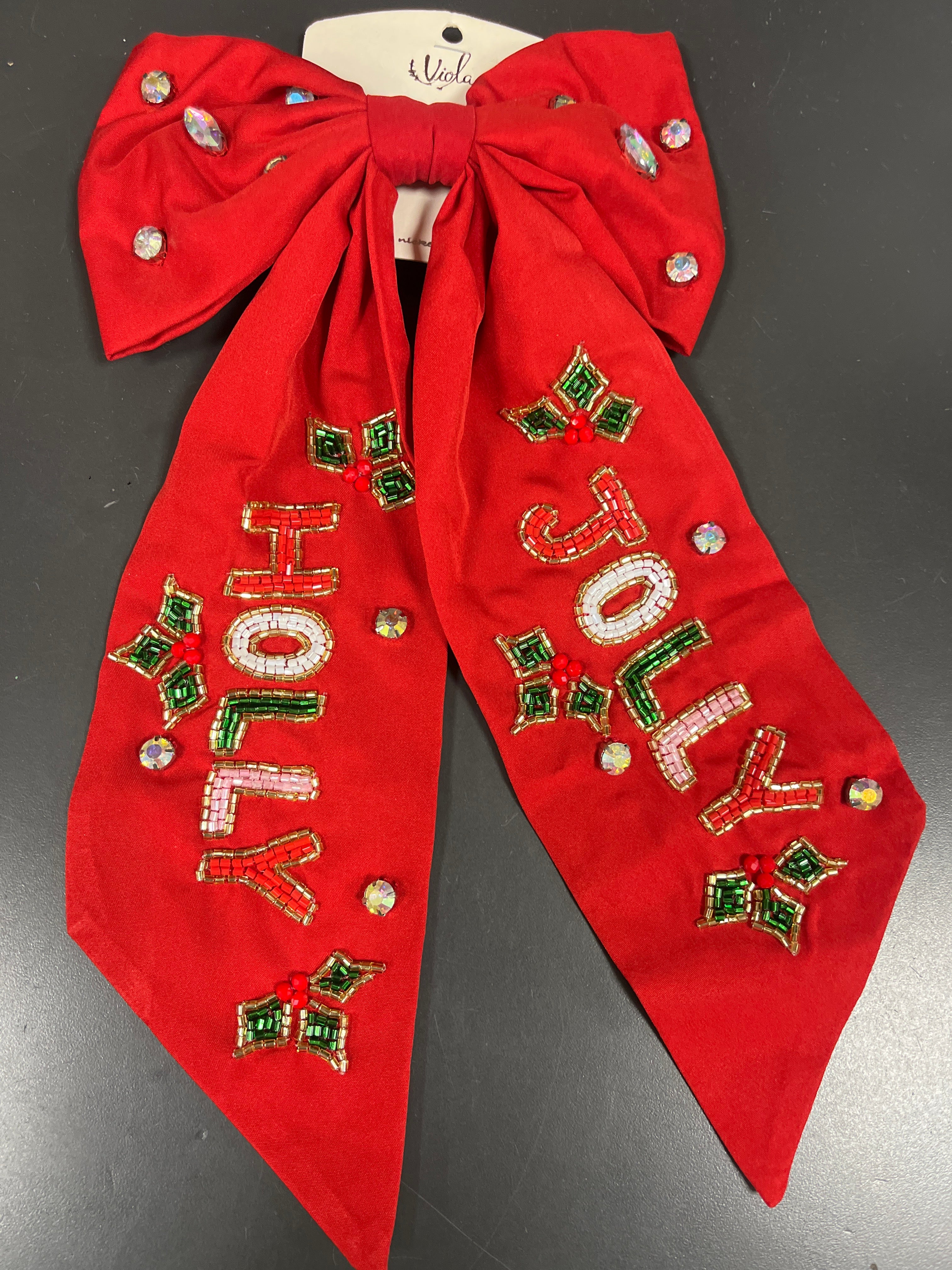 HOLLY JOLLY HAIR BOW - RED