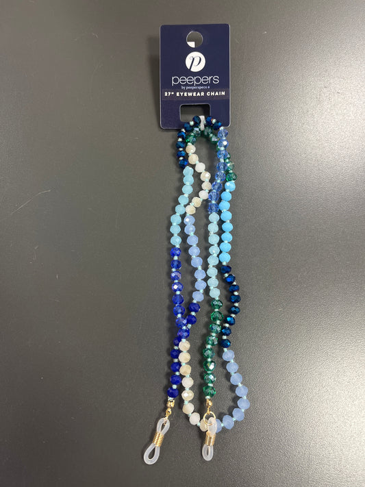 EYEGLASSES BEADED CHAIN - BLUES