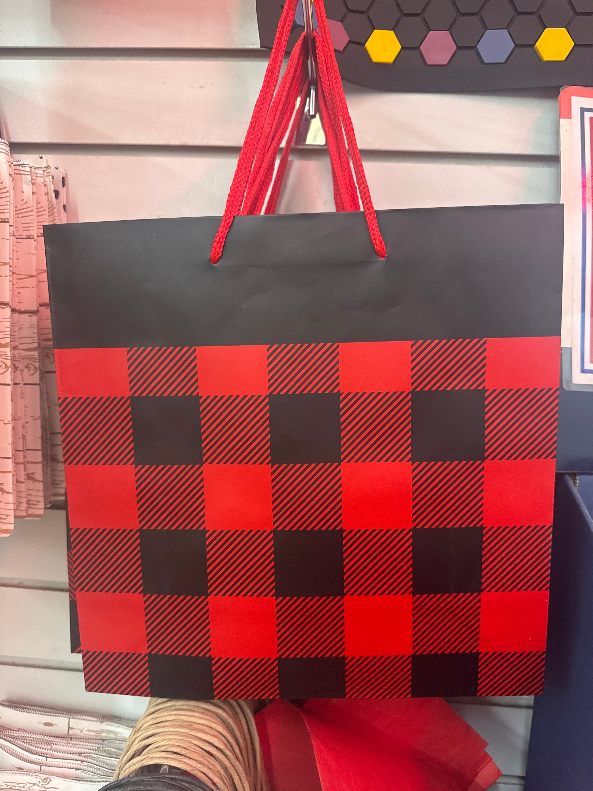 RED BUFFALO PLAID GIFT BAG - 12X12X5 - Pharm Favorites by Economy Pharmacy