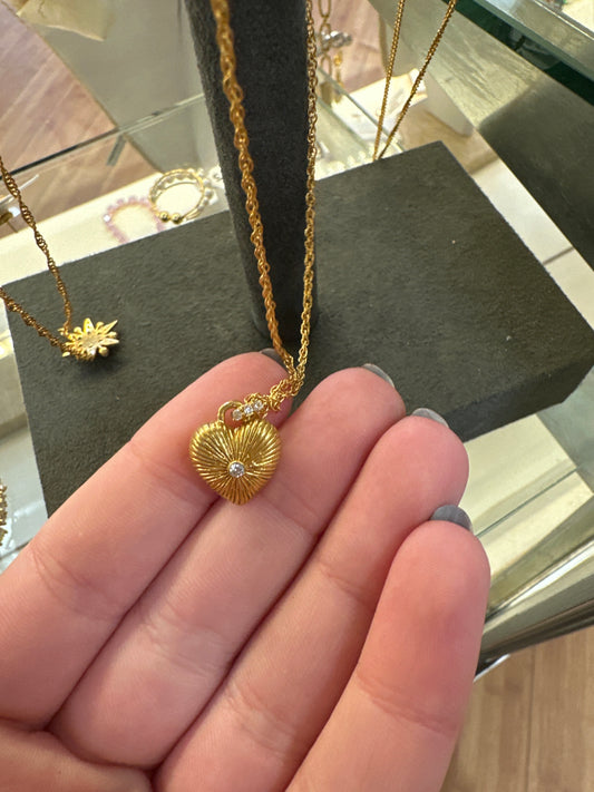 ESME HEART SOLITAIRE NKLC GOLD CZ