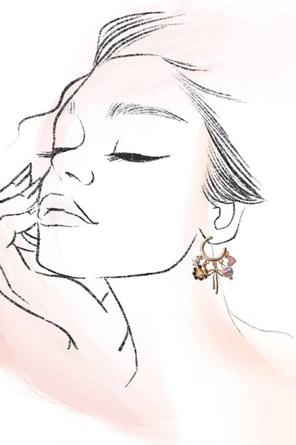 CERAMIC PORCELAIN BOW FLOWER CHARM DROP HOOP | 80E6644