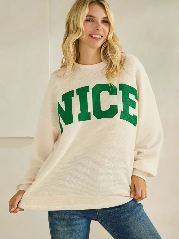 CREAM NICE CLOUDY KNIT LONG SLEEVE TOP