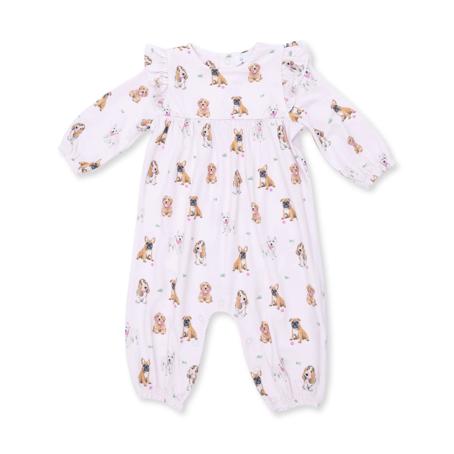 RUFFLE SLEEVE SNAP BABY ROMPER