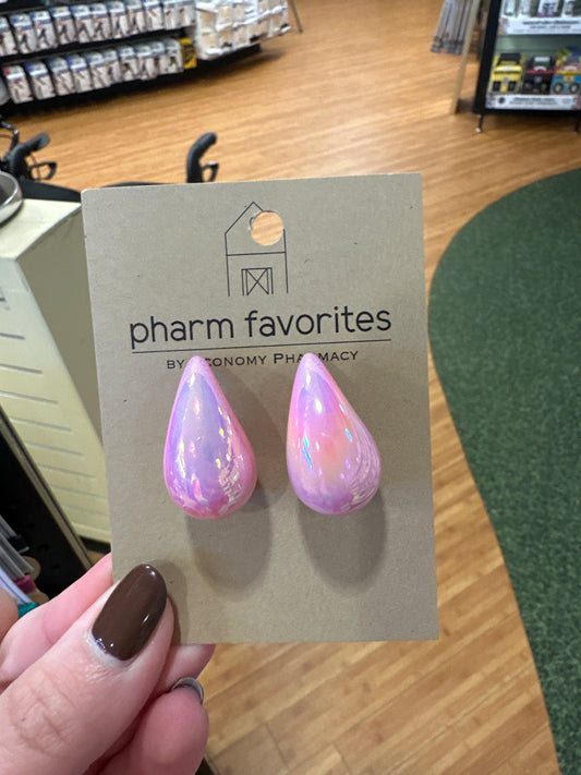 PINK IRIDESCENT COMMA EARRINGS