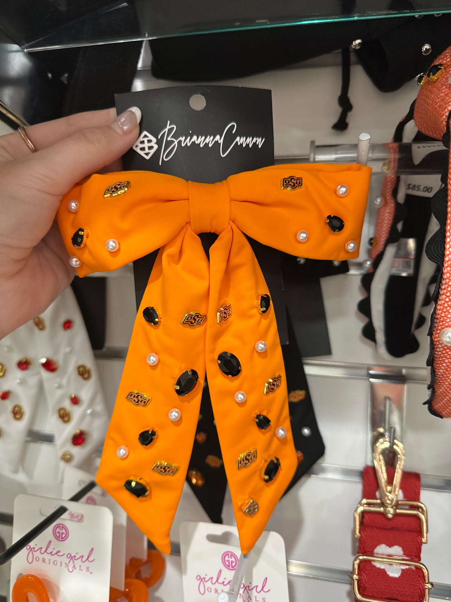 ORANGE OSU BOW BARETTE