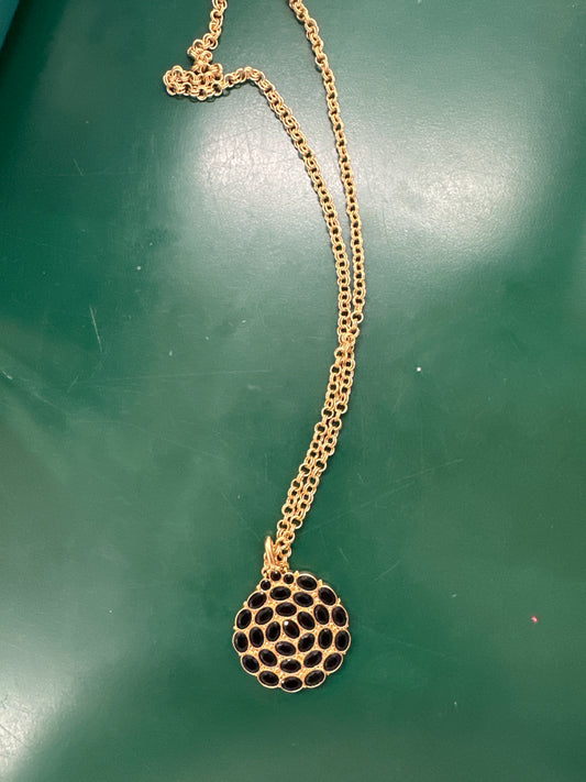 MYKONOS PENDANT GOLD OBSIDIAN BLK