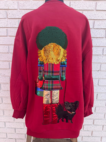 Dark Red Blonde Haired Lady Nutcracker Sweatshirt Dress