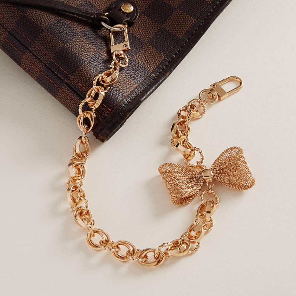 Bow Shaped Mesh Charm Swag Bag Charm