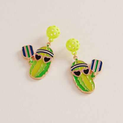 PICKLE PLAYING PICKLEBALL HYPOALLERGENIC EARRINGS