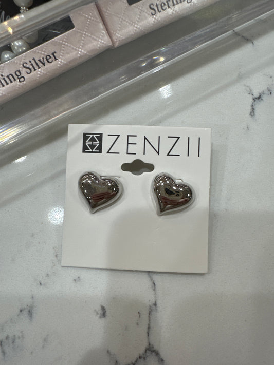HEART SHAPED STUD EARRINGS - SILVER