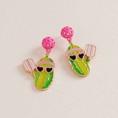 PICKLE PLAYING PICKLEBALL HYPOALLERGENIC EARRINGS