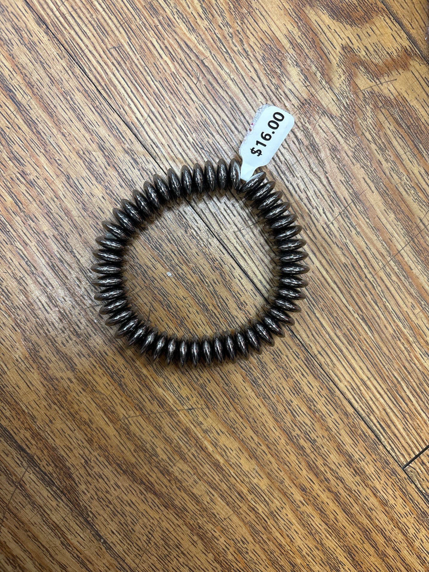 BRONZE DISC BEADS ELASTIC BRACELET