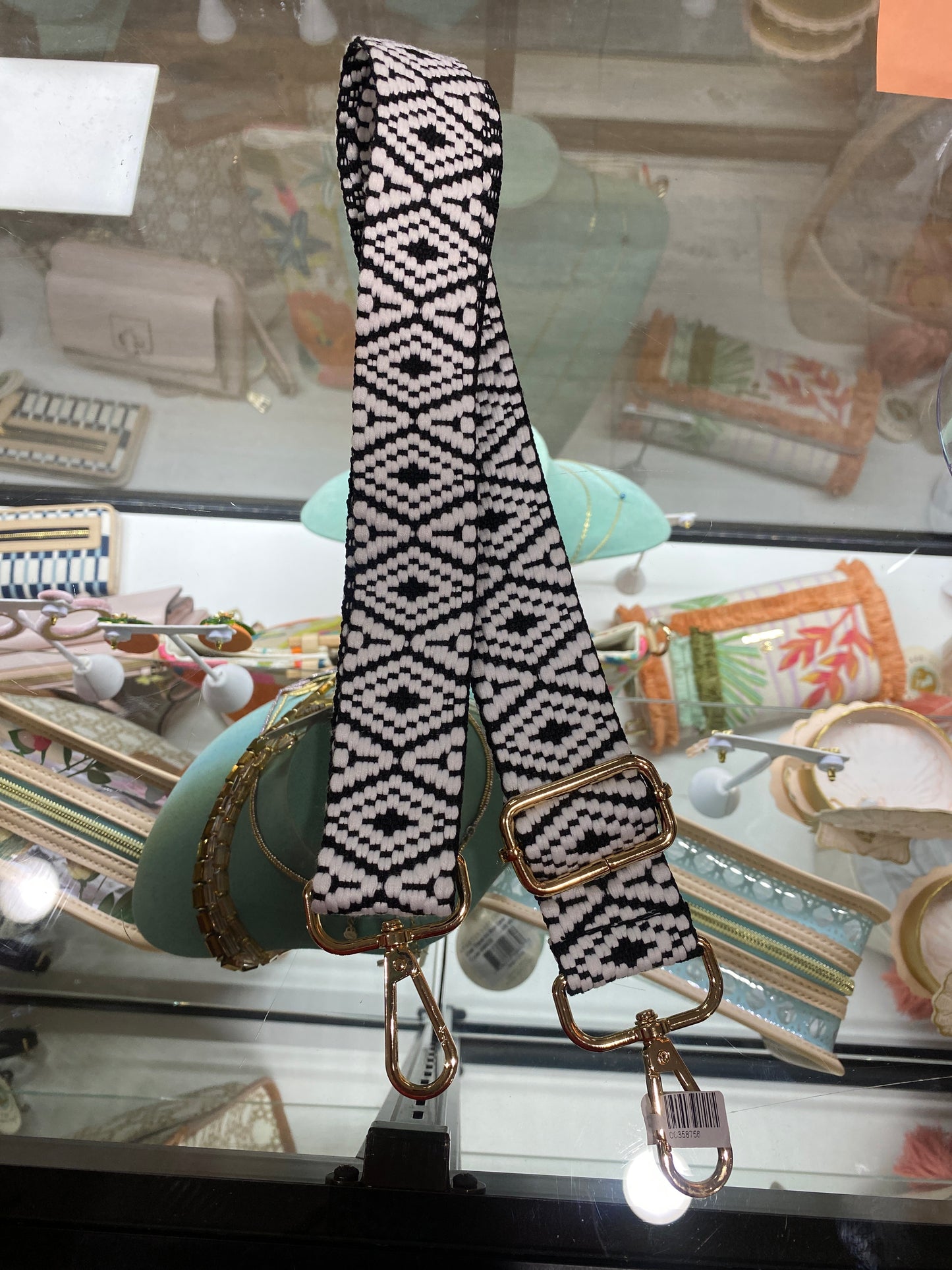 PURSE STRAP - BLACK & WHITE TRIBAL