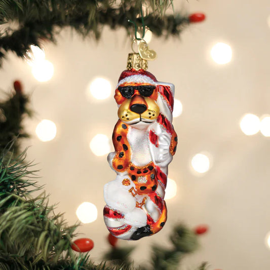 Chester Cheetah on a Candy Cane Ornament